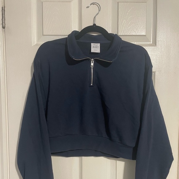 TNA Sweaters - Aritzia TNA Airy Navy Cozy 1/4 Zip Sweatshirt